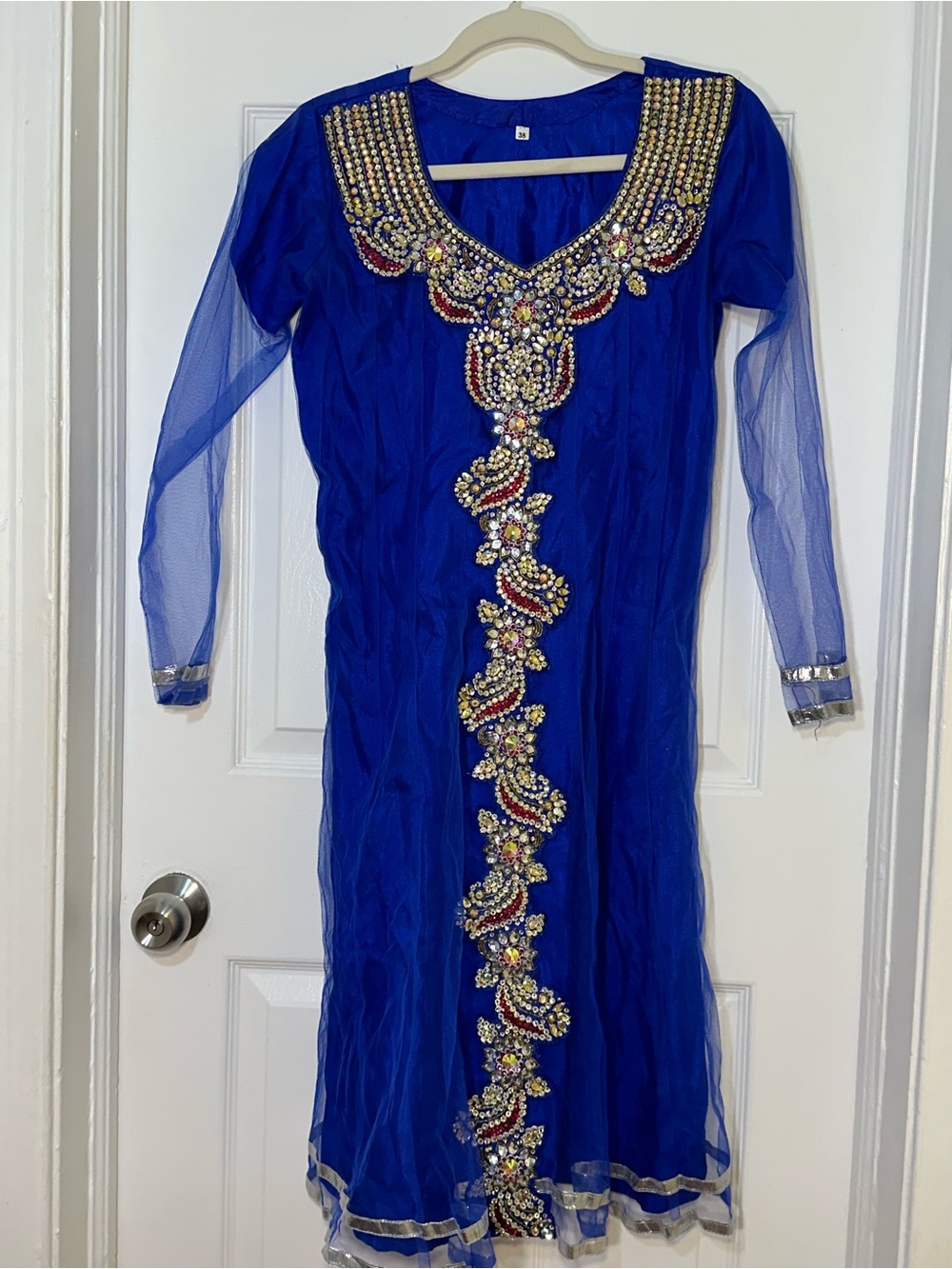 Royal Blue Embellished Pakistani Kameez | Beaded Formal Party Dress With Pants